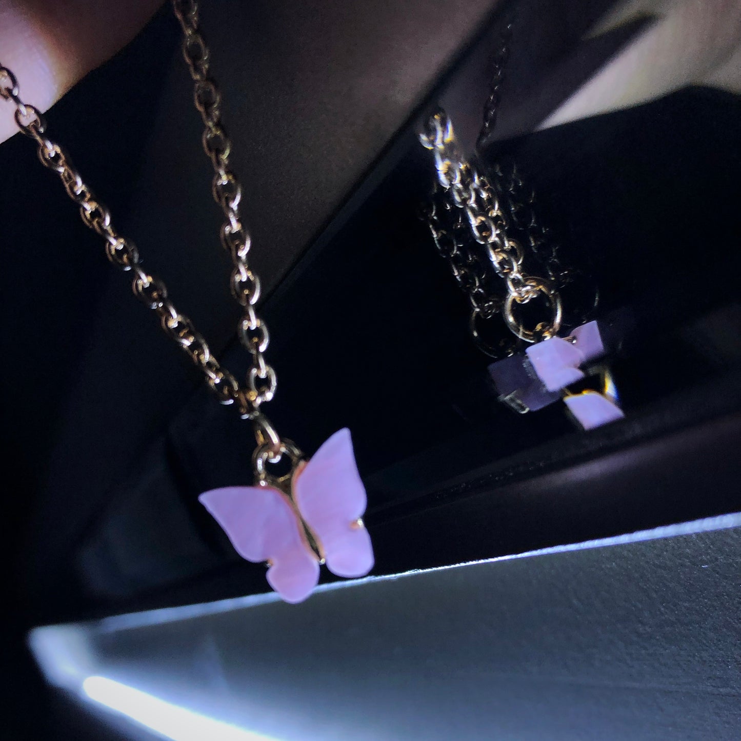 Butterfly Necklace (Pinks)